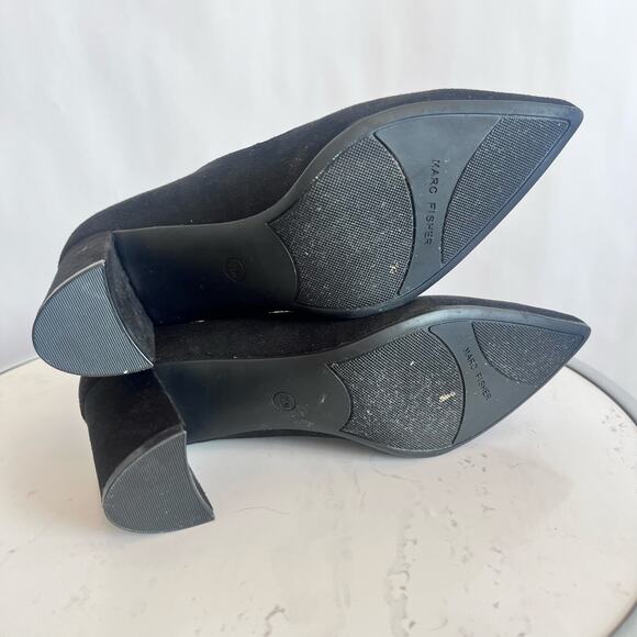 MARC FISHER ZALA BLOCK HEEL POINTY TOE HEEL WOMENS BLACK SUEDE SIZE 7 1/2 MEDIUM - Picture 8 of 12